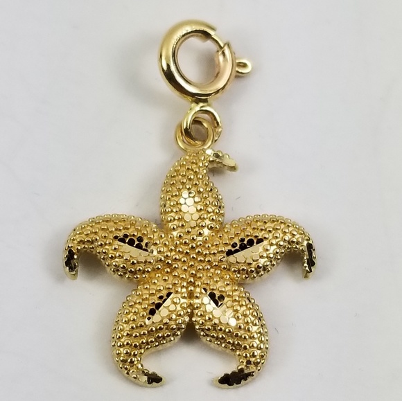QVC Jewelry - Diamond Cut Beaded Starfish Charm 14k Gold